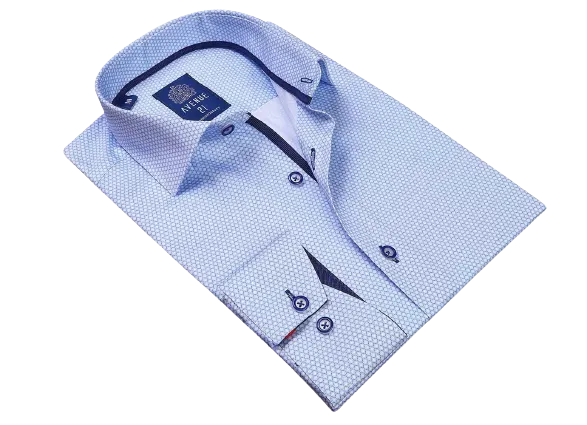 Men's Dress Shirt Long Sleeves Made in Europe Sky Blue | K03