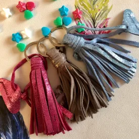 Metallic Magpie Tassel Key Ring CC907 Taupe