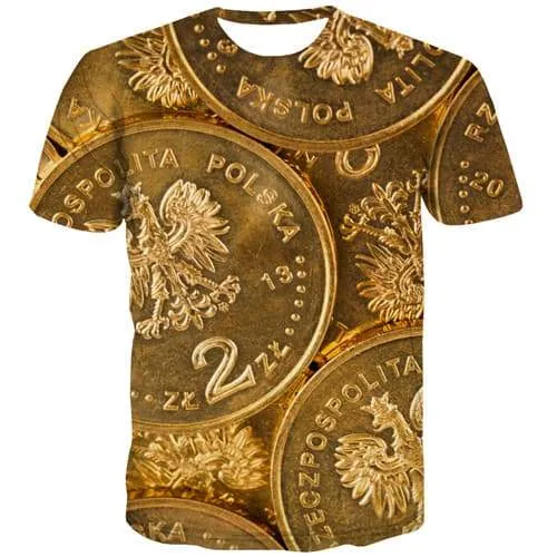 Money T-shirt Men Metal Tshirts Novelty Poland T shirts Funny Animal T-shirts 3d Harajuku Tshirts Casual Short Sleeve Full Print