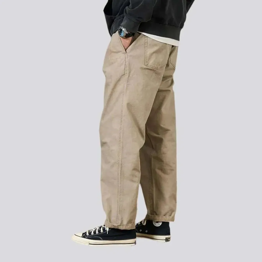 Monochrome high-waist denim pants
 for men