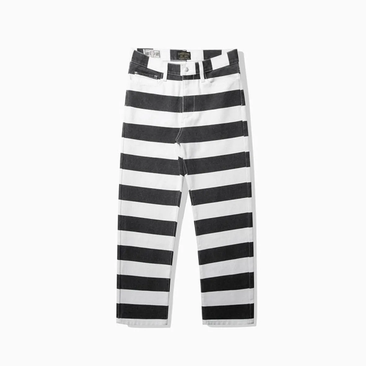 Monochrome Striped Canvas Trousers