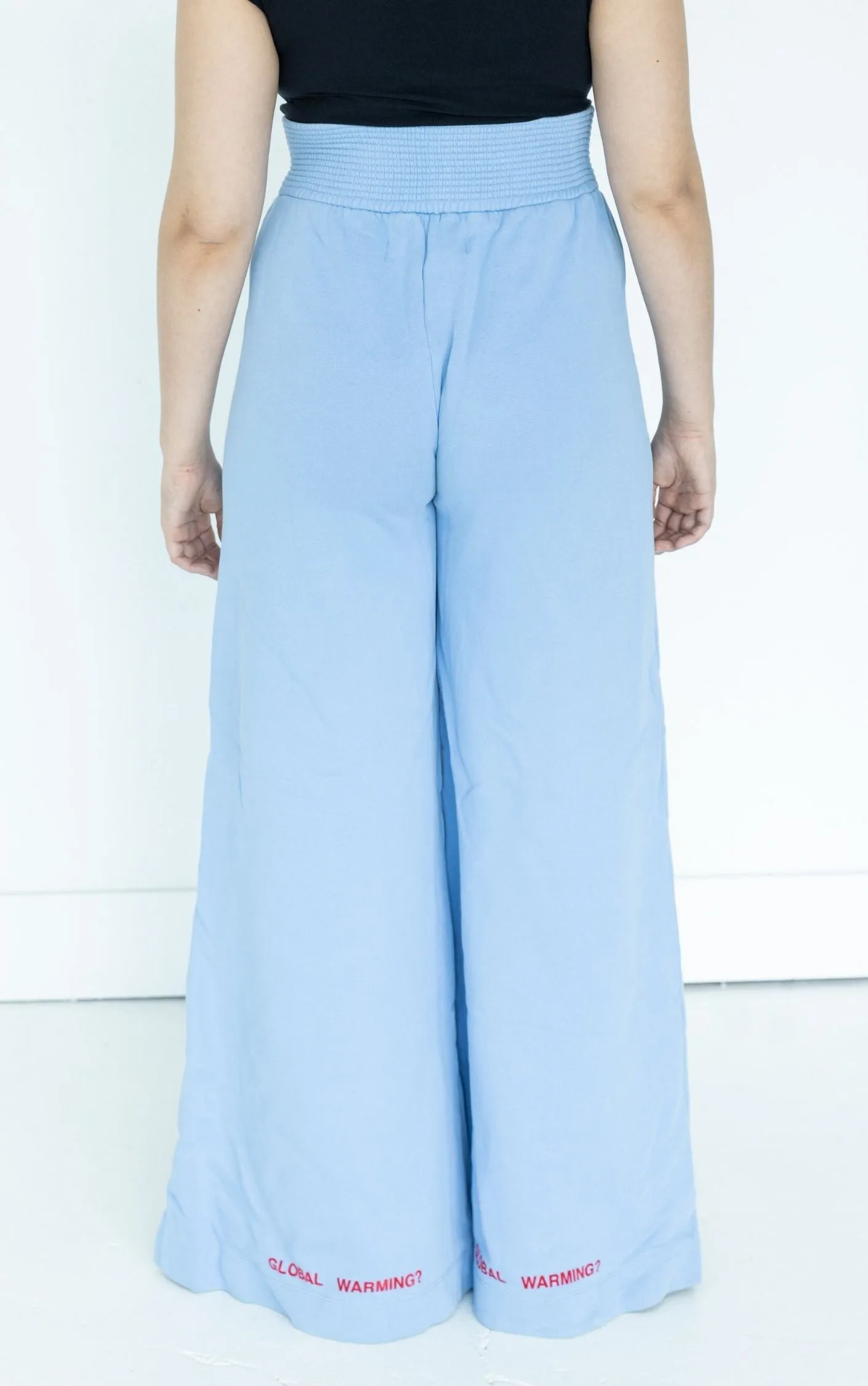 OFF-WHITE Logo Blue Wide Leg High Rise Pants