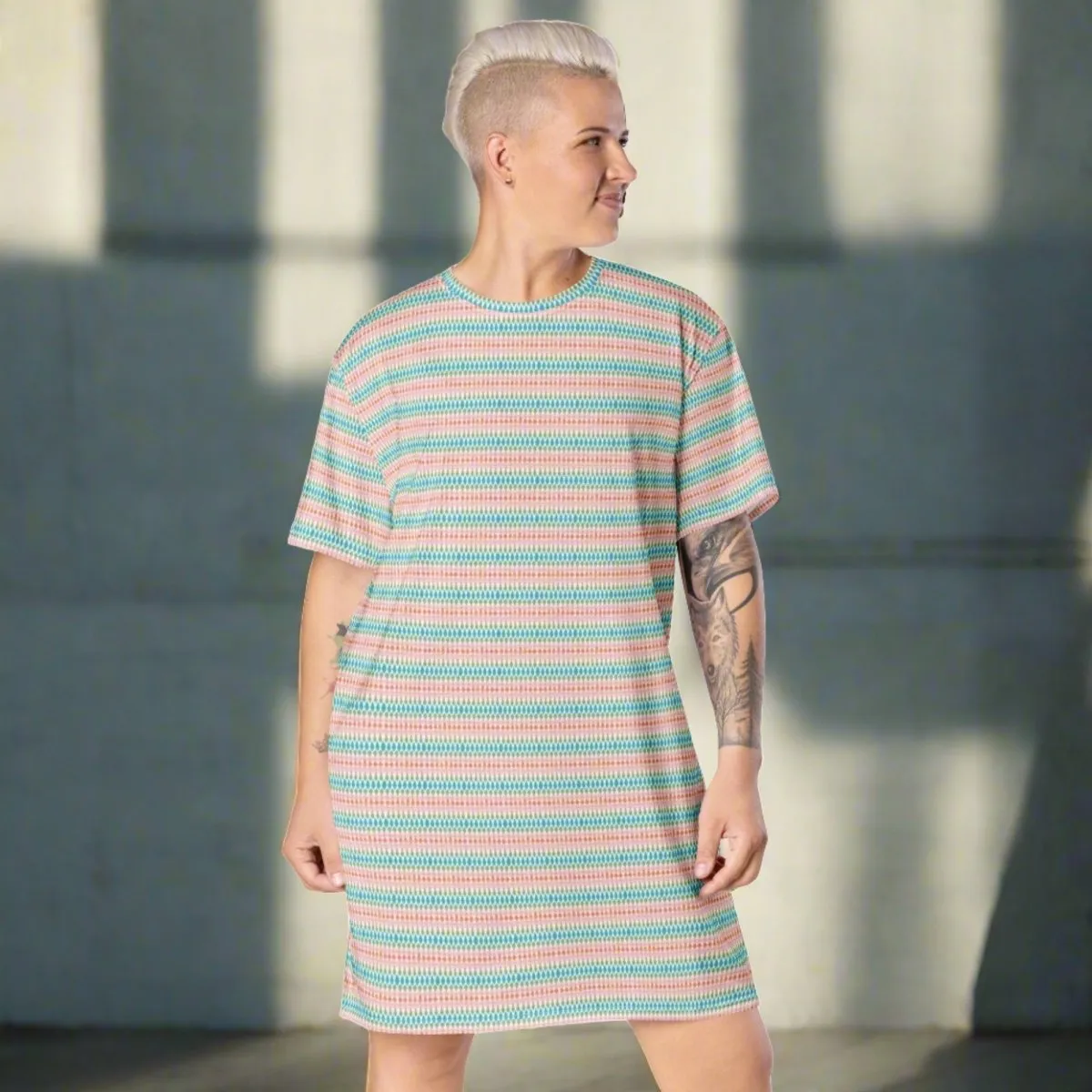 Pastel Waves T-Shirt Dress