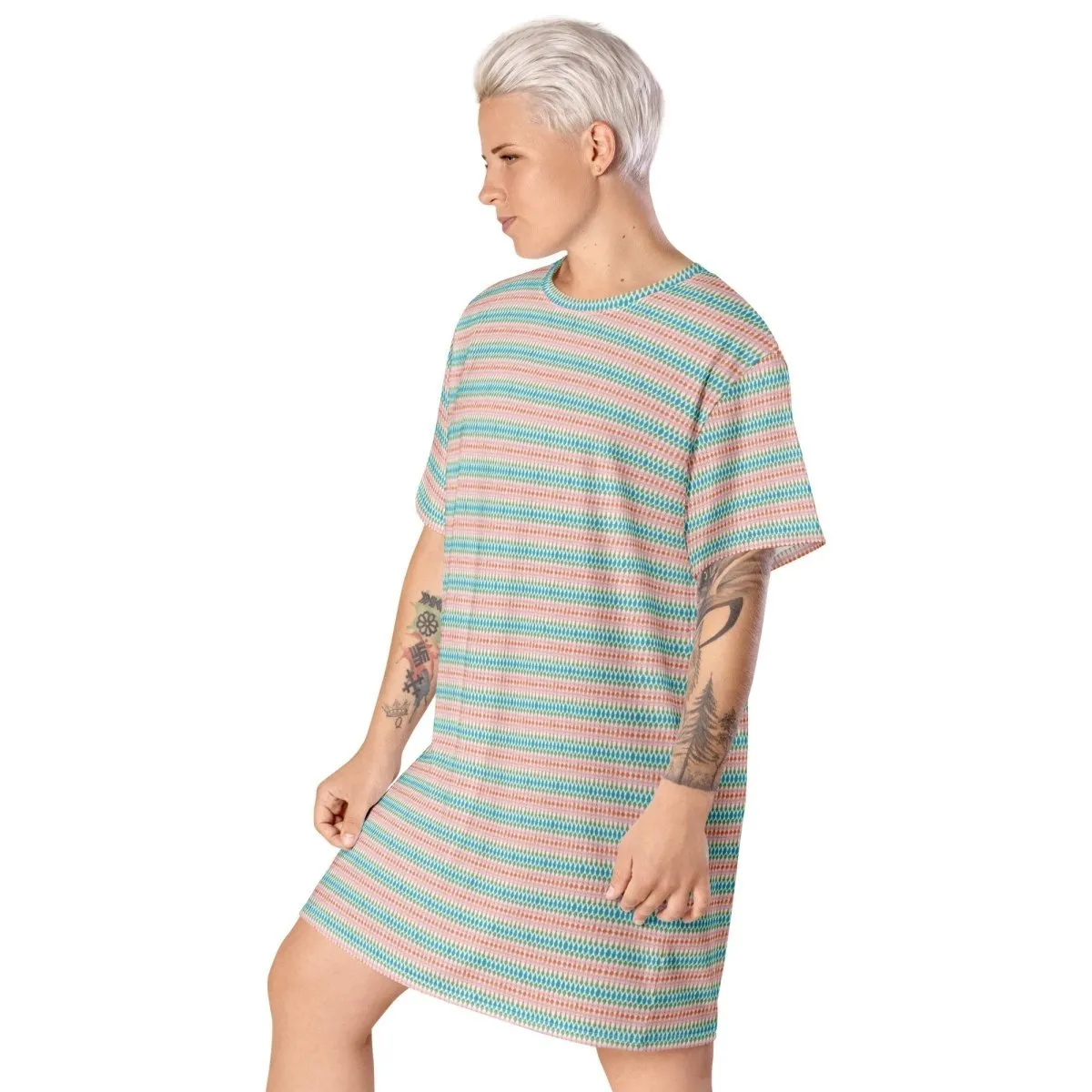 Pastel Waves T-Shirt Dress