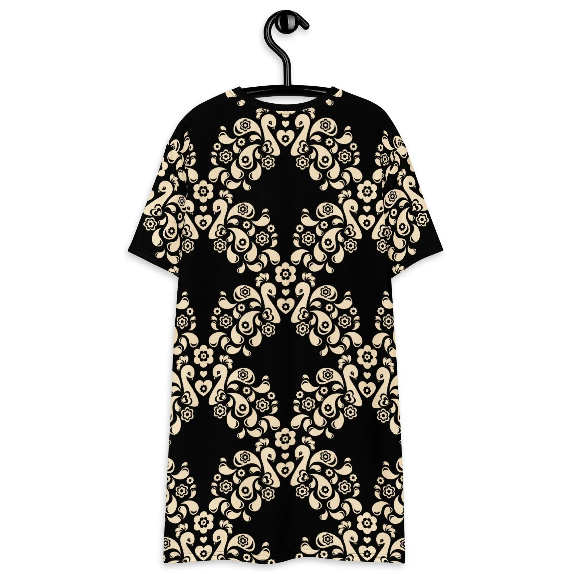 PEACOCK LOVE black - T-shirt dress