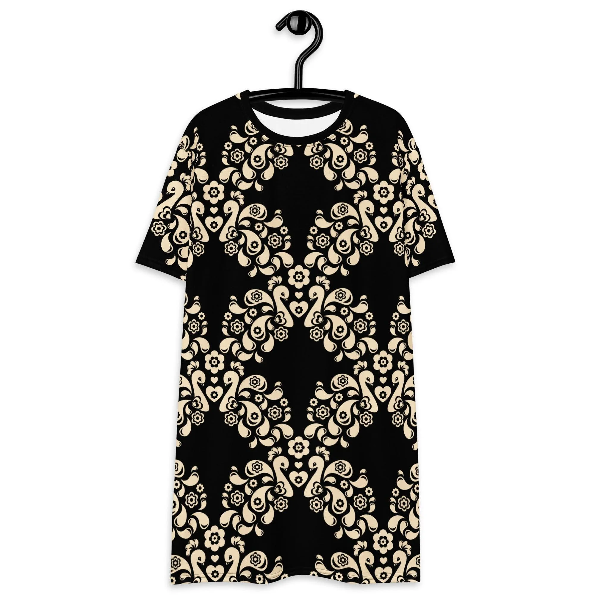 PEACOCK LOVE black - T-shirt dress