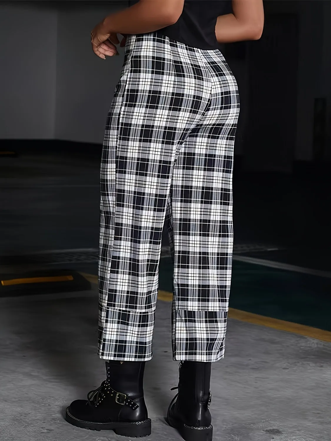 Plaid High Waist Pants