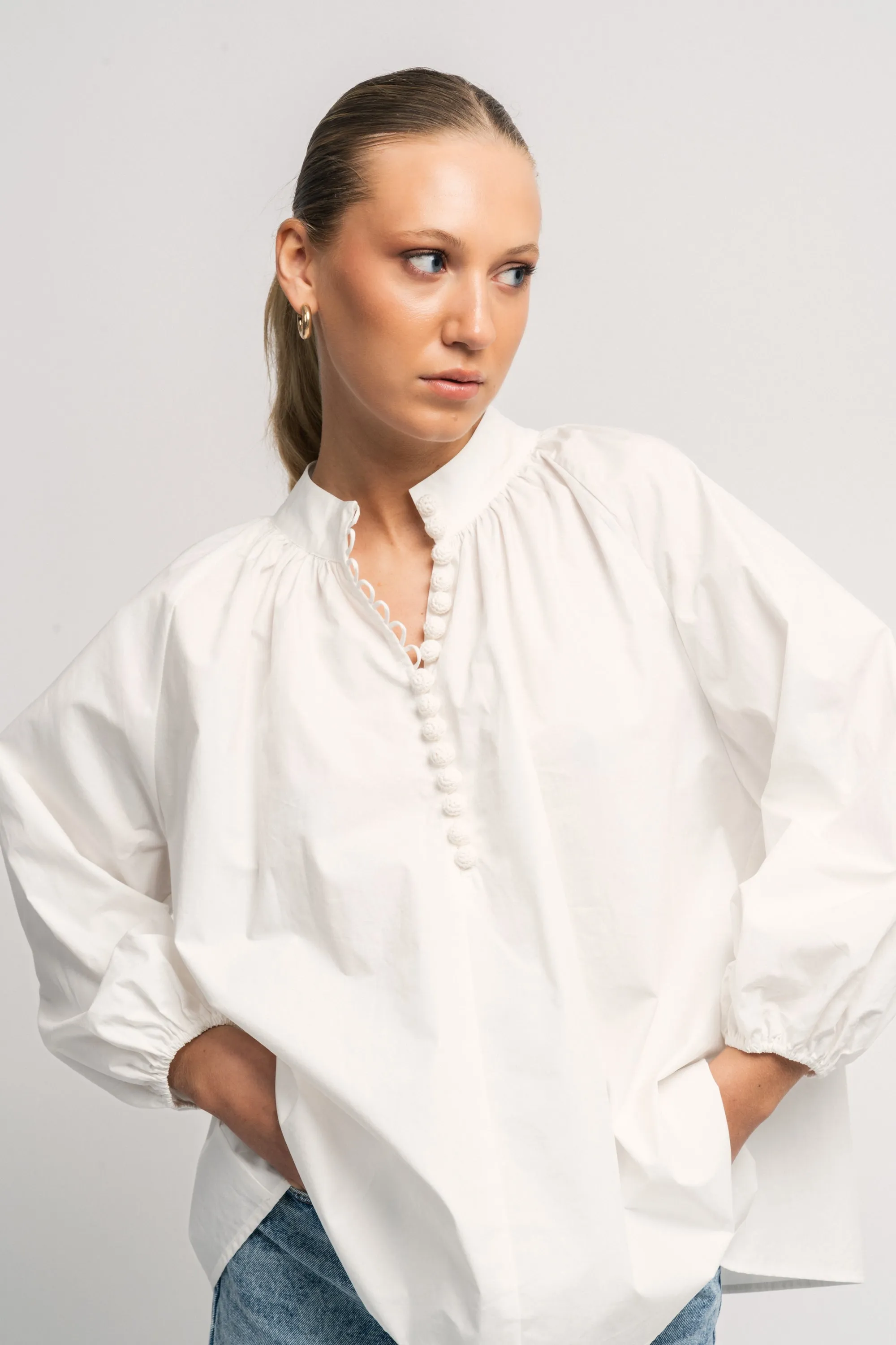 Poplin Bohemian Blouse - White