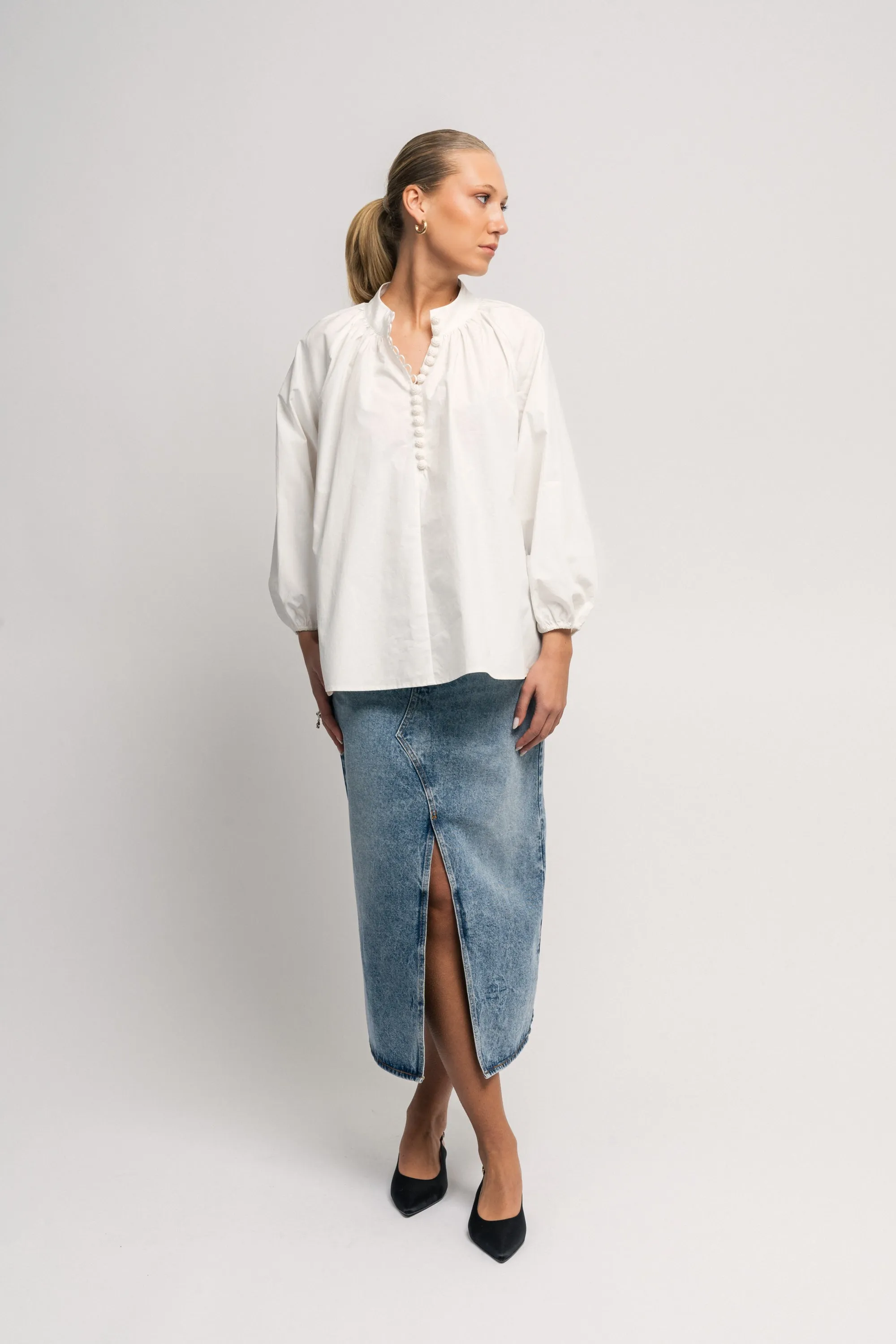 Poplin Bohemian Blouse - White