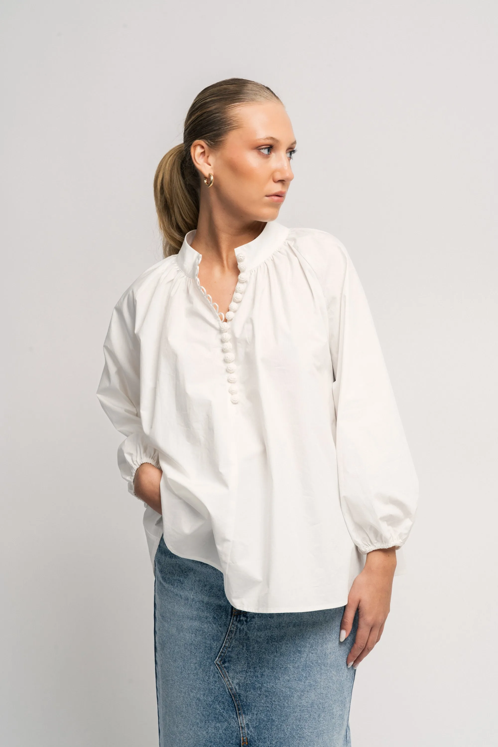 Poplin Bohemian Blouse - White