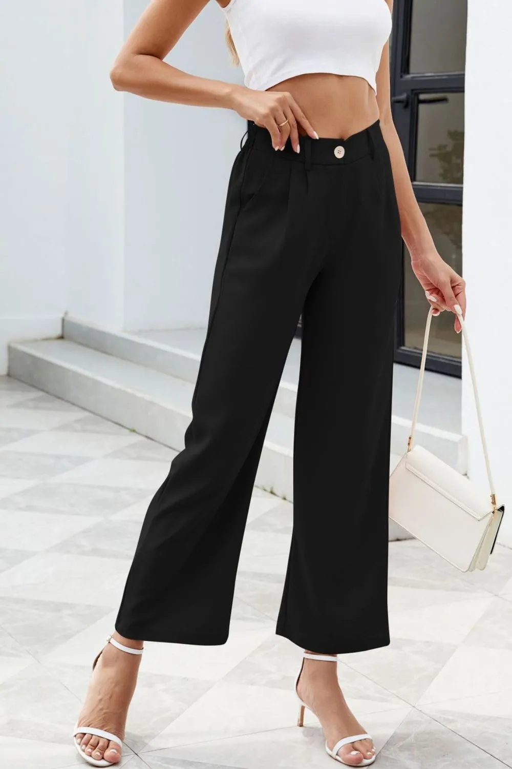 PRE-ORDER: Pocketed High Waist Wide Leg Pants