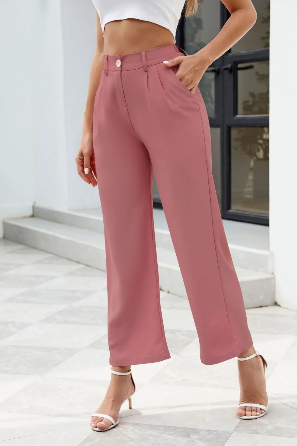 PRE-ORDER: Pocketed High Waist Wide Leg Pants