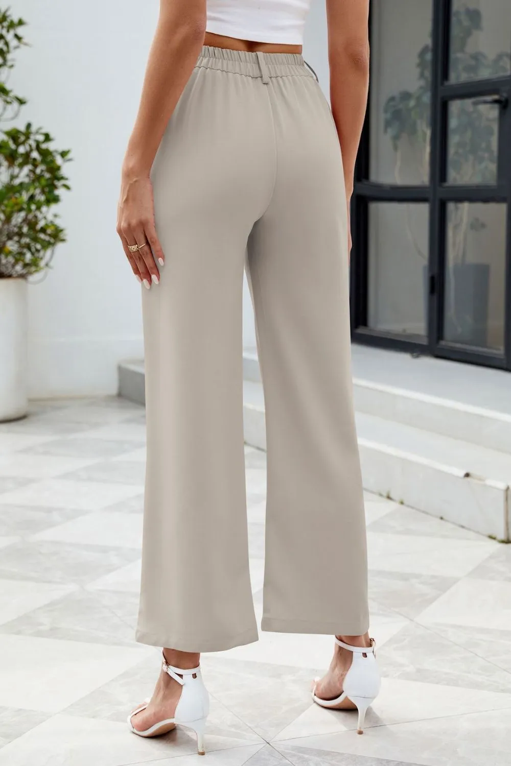 PRE-ORDER: Pocketed High Waist Wide Leg Pants