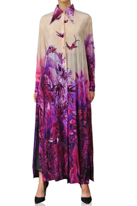 Print Shirt Dress Maxi Long