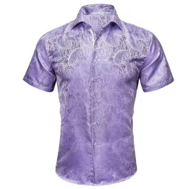 Purple Paisley Short Sleeve Dress Shirt