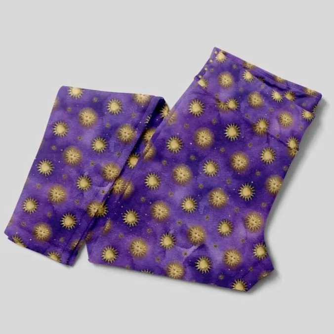 Purple Watercolor Suns - High-quality Handcrafted Vibrant Leggings