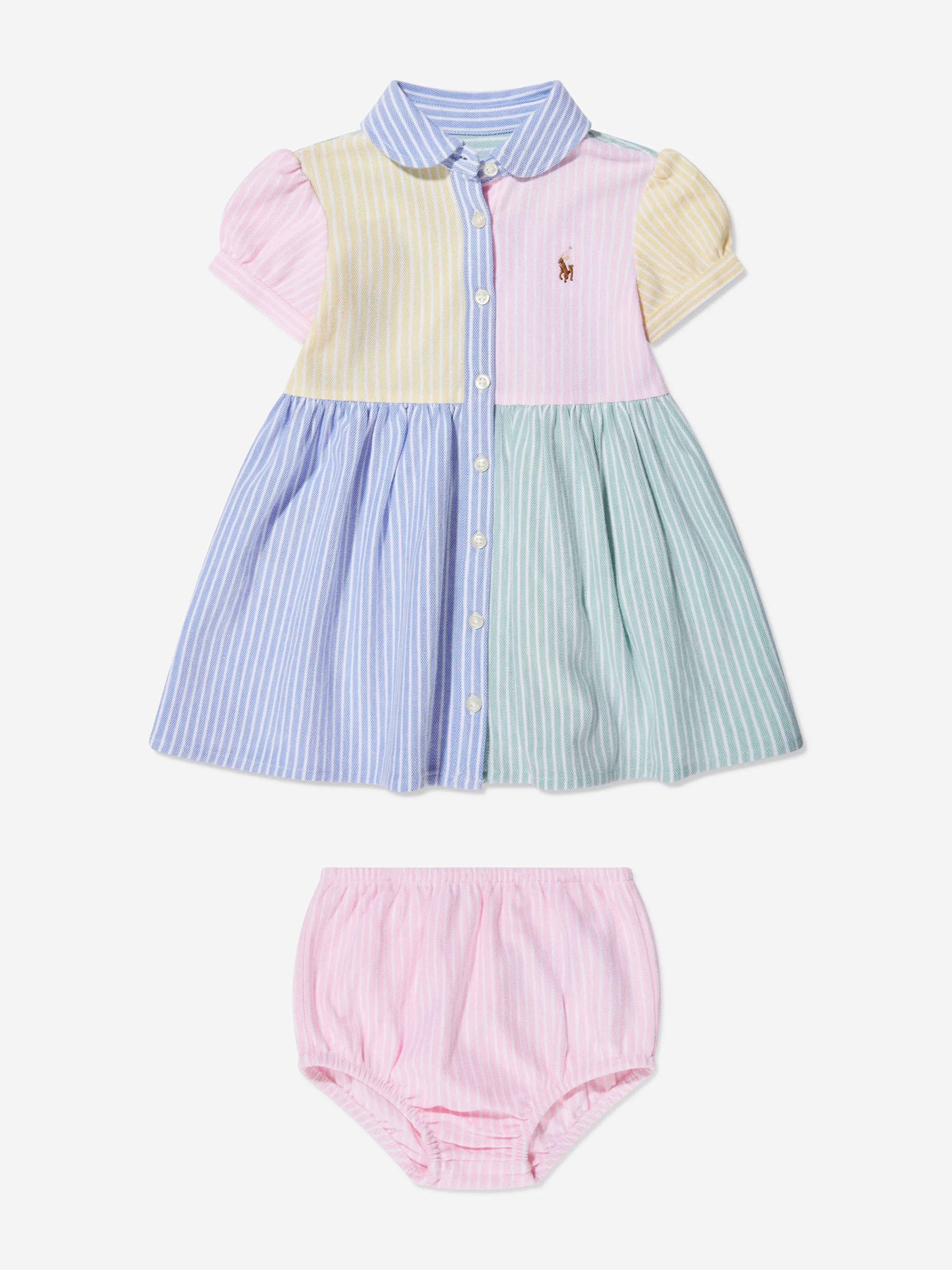 Ralph Lauren Baby Girls Colourblock Shirt Dress in Multicolour