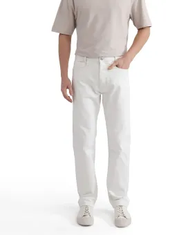 Rare Rabbit Men Glebon White Cotton Spandex Fabric Regular Fit Plain Denim Pant