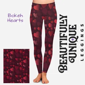 Red Bokeh Hearts (Exclusive) - High-quality Handcrafted Vibrant Leggings