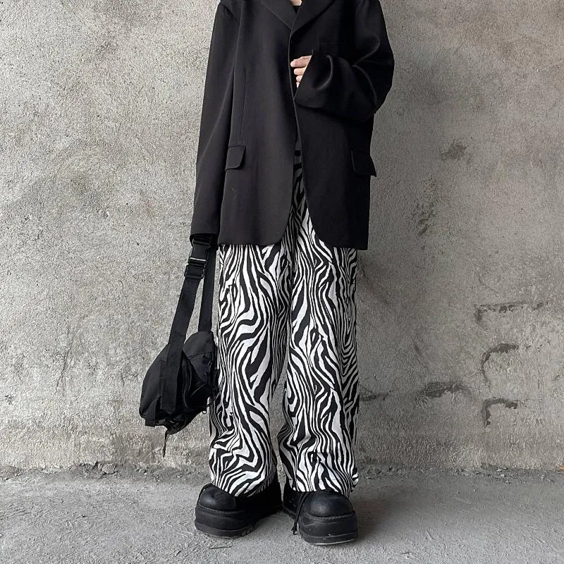 Retro Zebra Print Monochrome High Waist Loose Pants