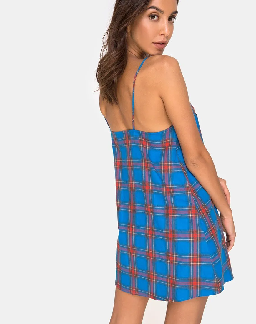 Sanna Slip Dress in Blue and Red Check