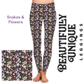 Snakes & Flowers - High-quality Handcrafted Vibrant Leggings