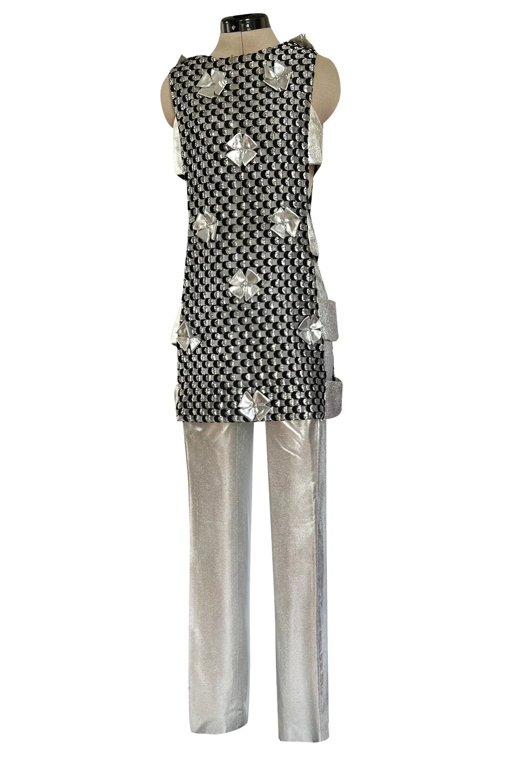 Spring 1966 Marc Vaughan Couture Silver 'Cubic' Pant & Open Side Tunic Mini Set