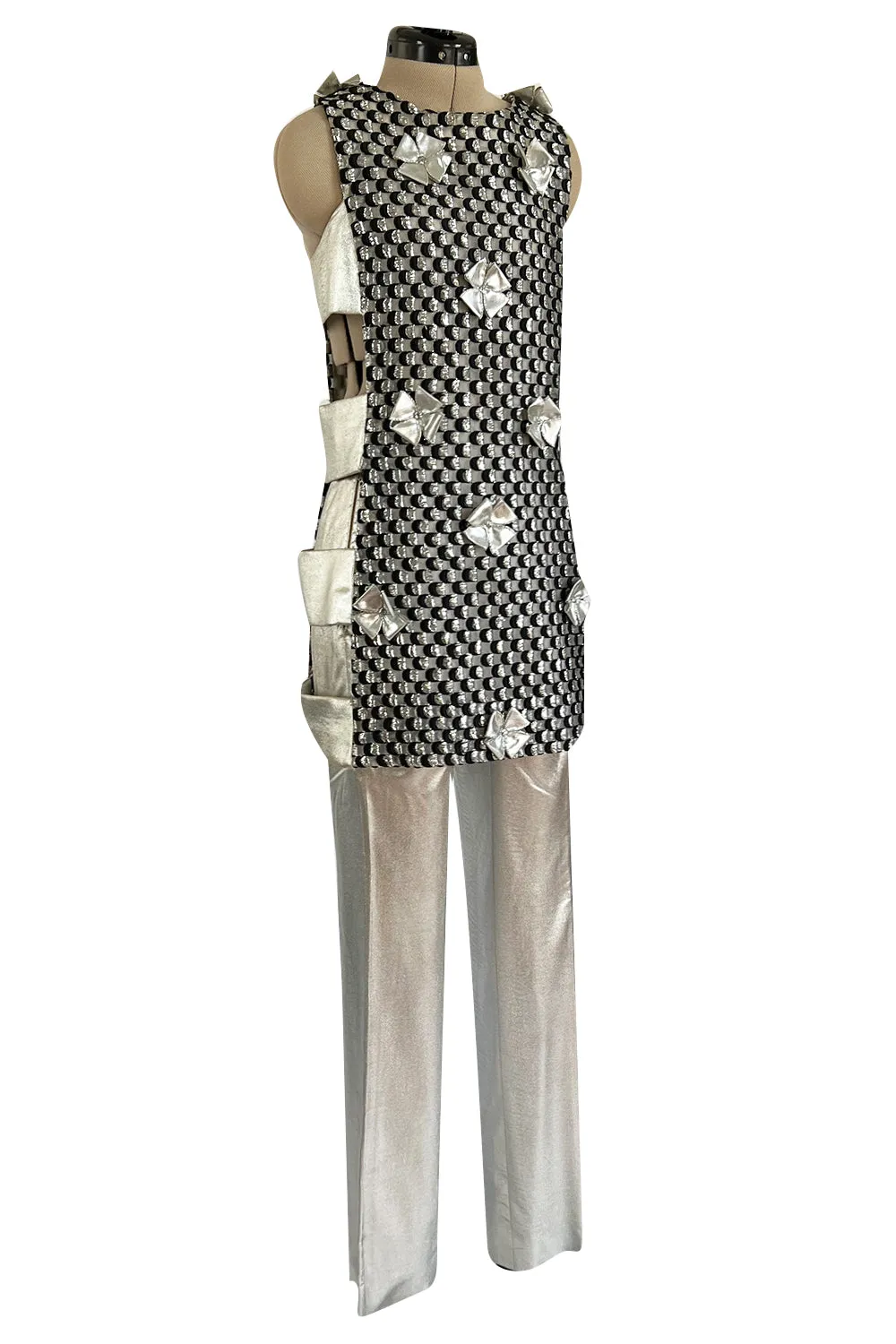 Spring 1966 Marc Vaughan Couture Silver 'Cubic' Pant & Open Side Tunic Mini Set