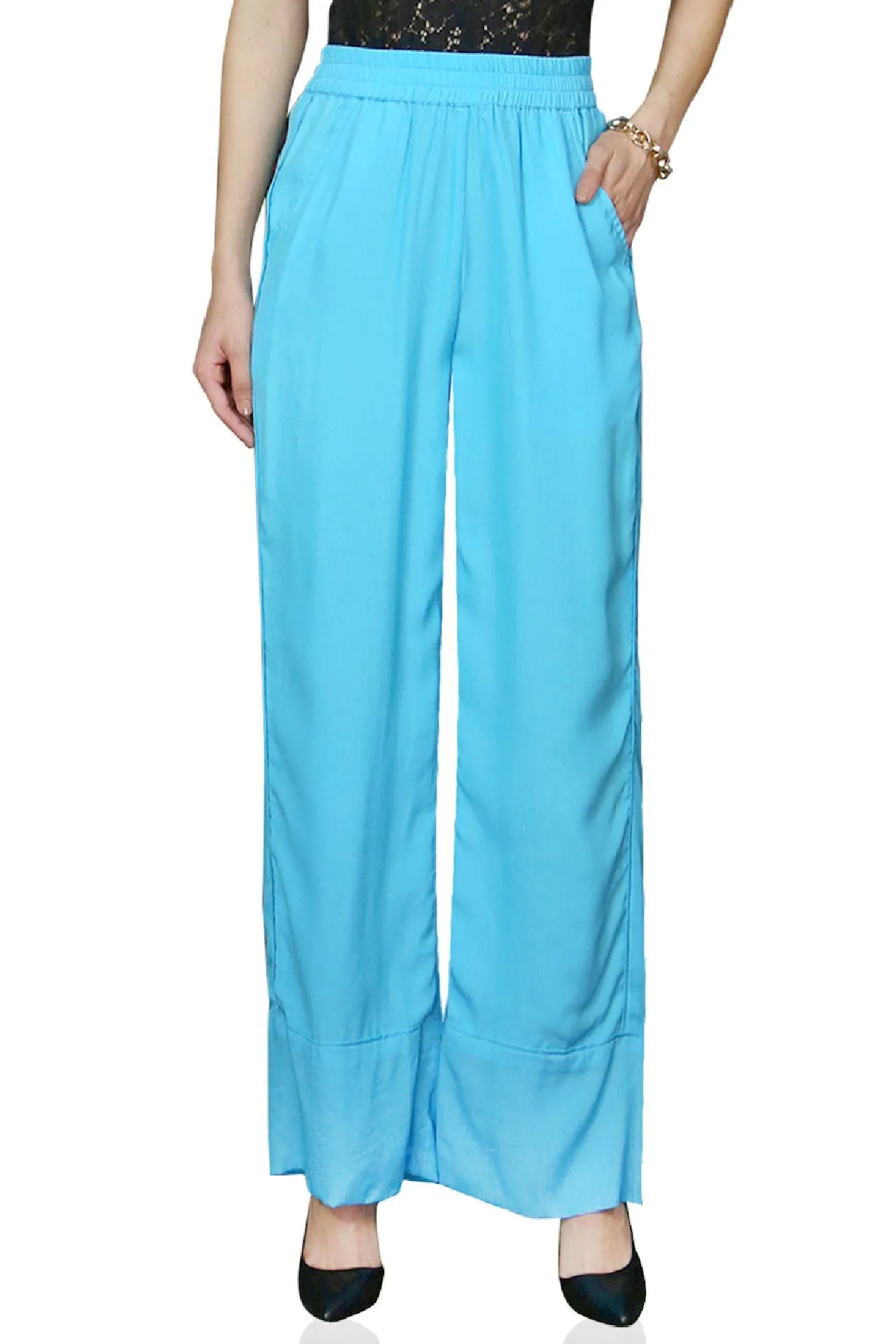 Straight Fit Pants In Light Blue