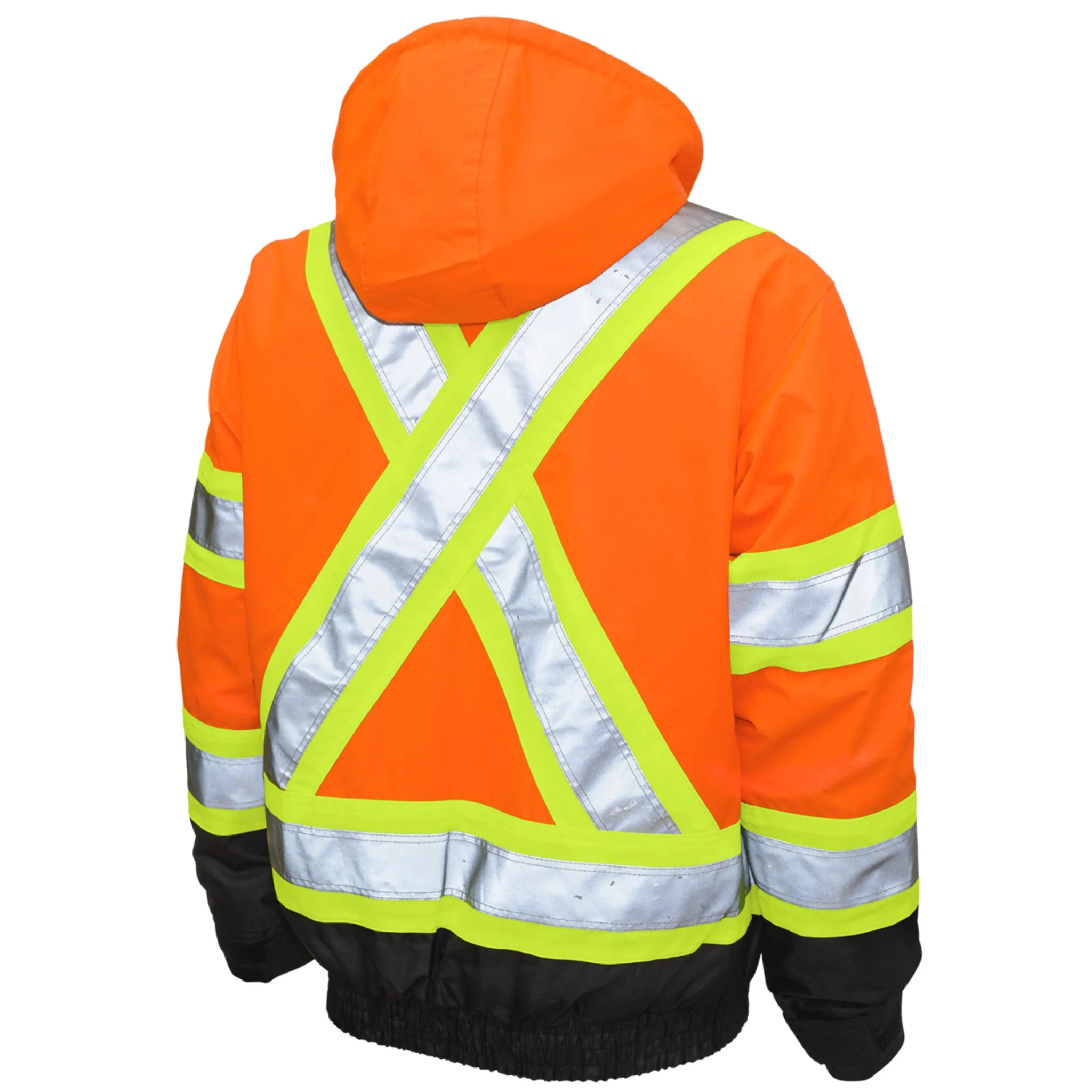 Tough Duck Men's Hi Vis Work Bomber Jacket S413 - CSA 300D Poly Oxford, 3-In-1, Insulated, Reflective, Waterproof, Durable, Safety Compliant, Removable Liner | Sizes XS-5XL