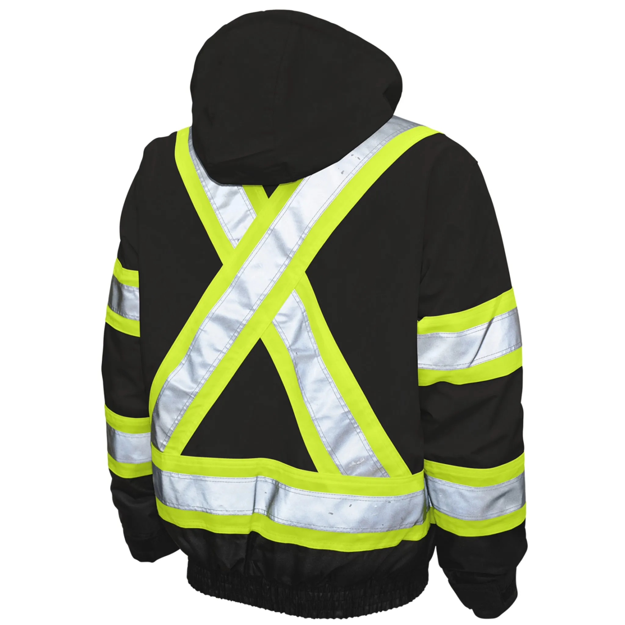 Tough Duck Men's Hi Vis Work Bomber Jacket S413 - CSA 300D Poly Oxford, 3-In-1, Insulated, Reflective, Waterproof, Durable, Safety Compliant, Removable Liner | Sizes XS-5XL