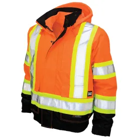 Tough Duck Men's Hi Vis Work Bomber Jacket S413 - CSA 300D Poly Oxford, 3-In-1, Insulated, Reflective, Waterproof, Durable, Safety Compliant, Removable Liner | Sizes XS-5XL