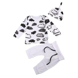 Unisex Monochrome Newborn 3pcs Cloud Set