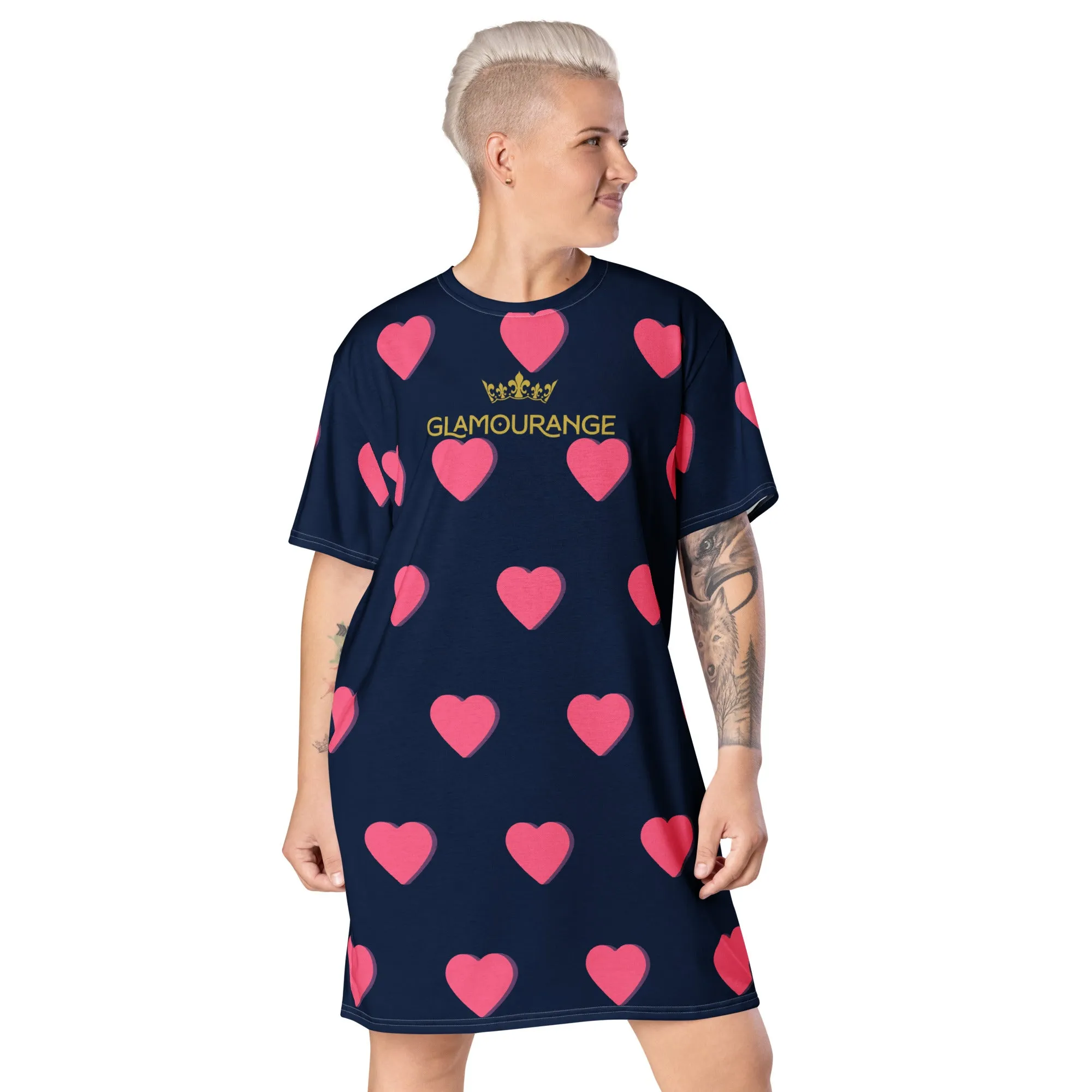 Valentine Day T-Shirt Dress (Glamourange Gift For Valentines Day T Shirt Dress - Design 001)