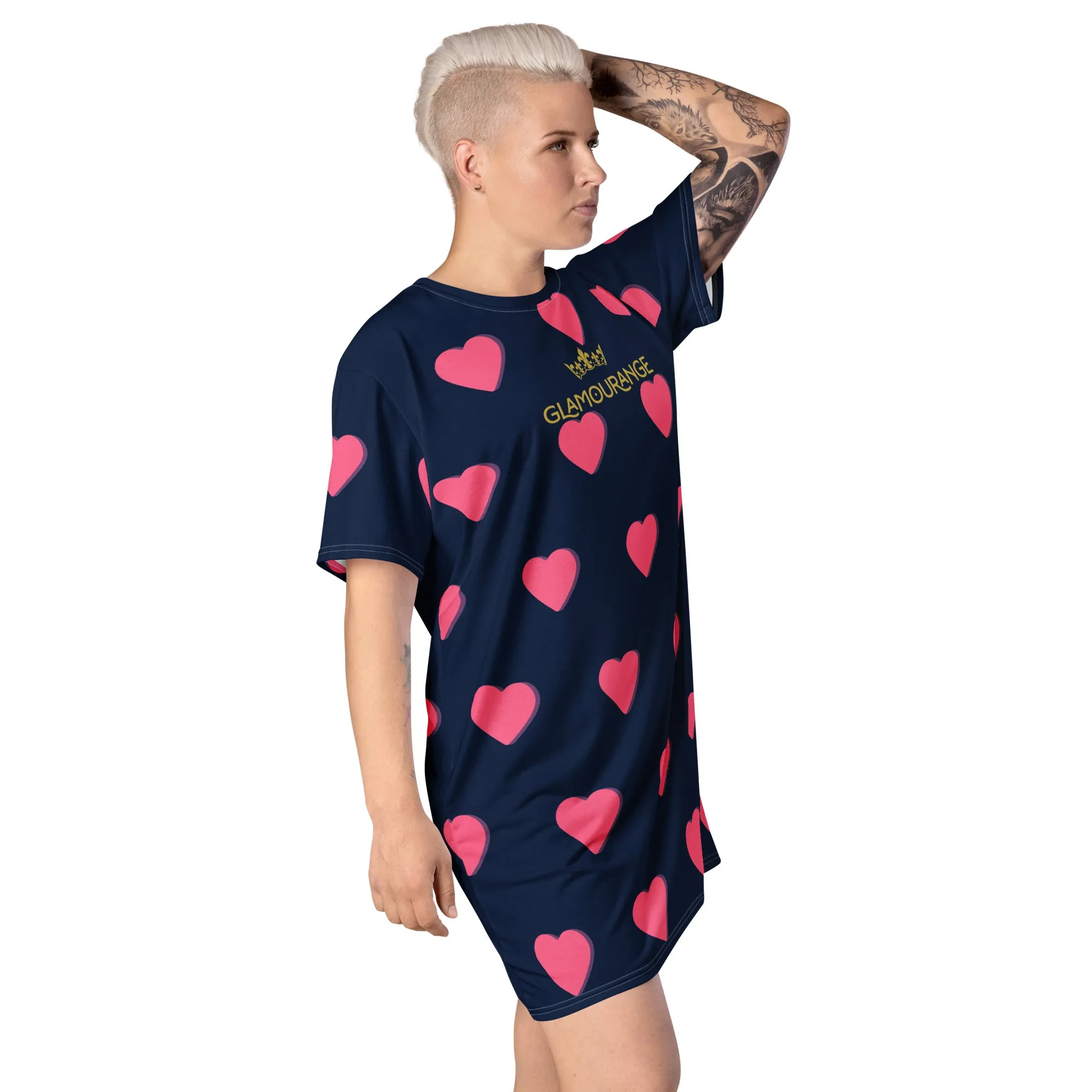 Valentine Day T-Shirt Dress (Glamourange Gift For Valentines Day T Shirt Dress - Design 001)