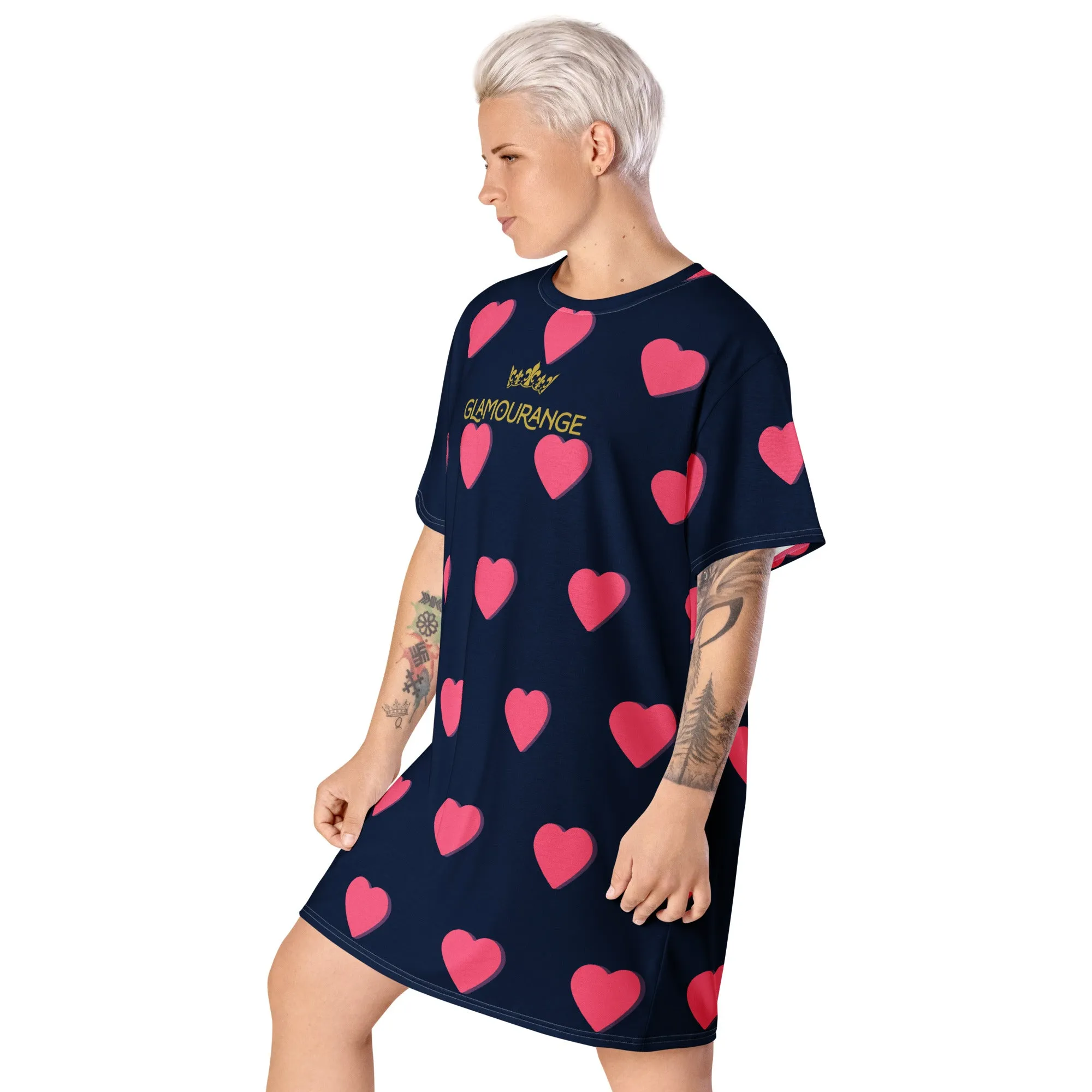 Valentine Day T-Shirt Dress (Glamourange Gift For Valentines Day T Shirt Dress - Design 001)