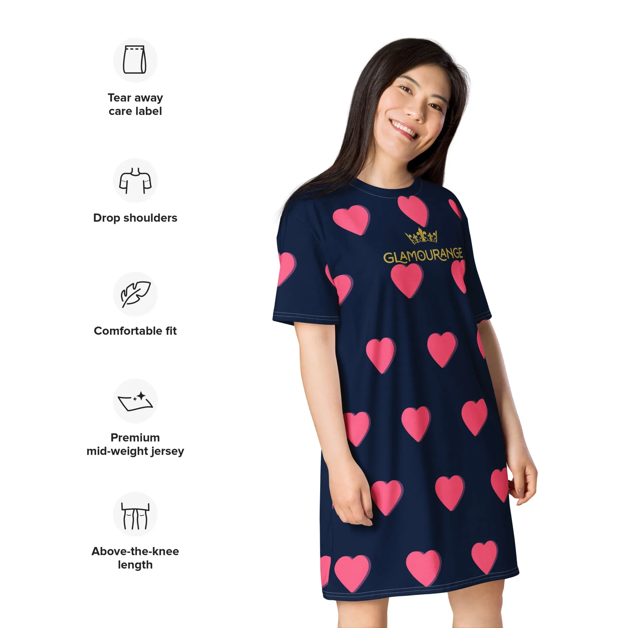 Valentine Day T-Shirt Dress (Glamourange Gift For Valentines Day T Shirt Dress - Design 001)