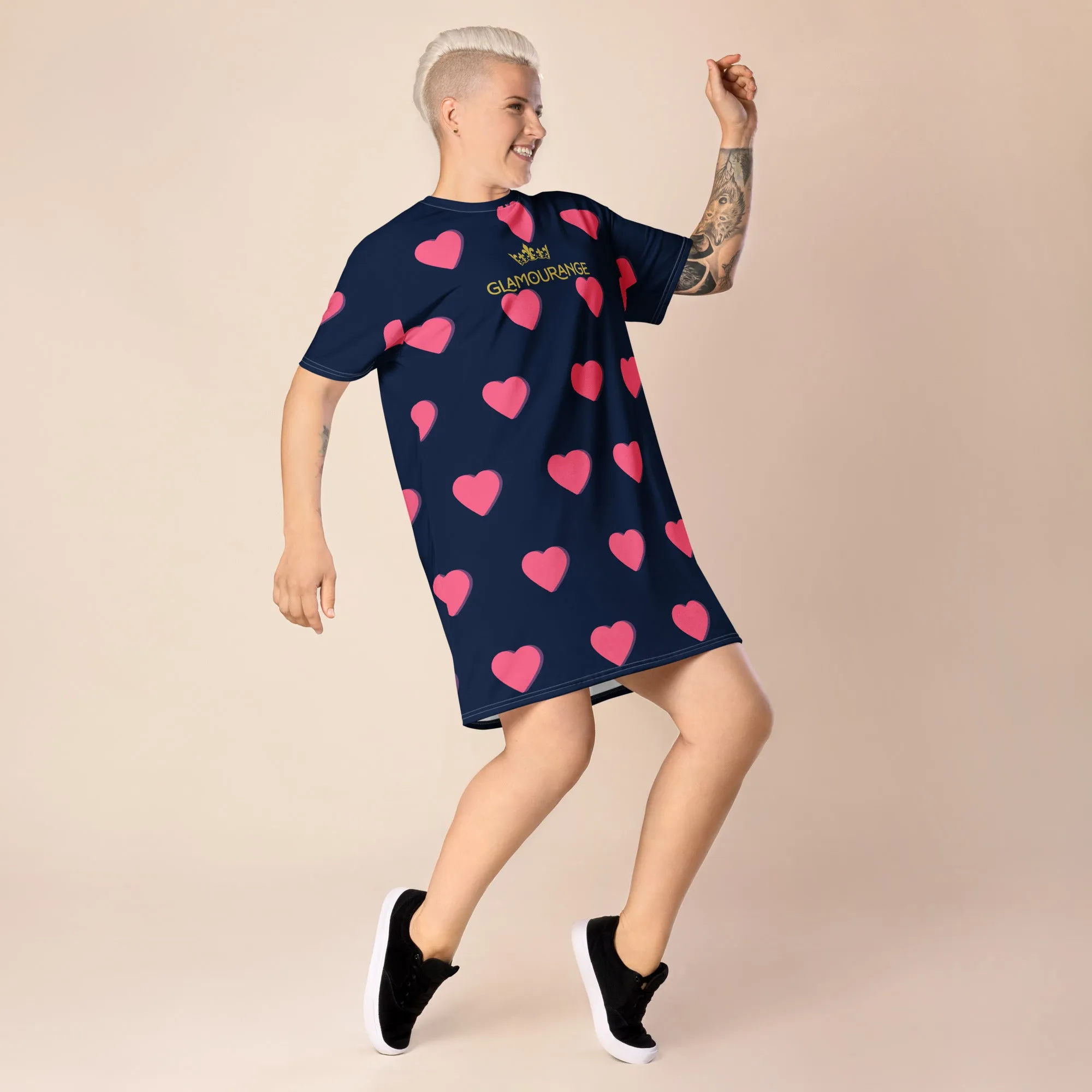 Valentine Day T-Shirt Dress (Glamourange Gift For Valentines Day T Shirt Dress - Design 001)