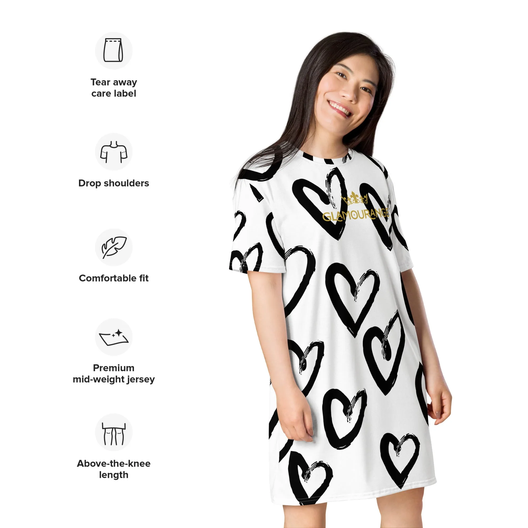 Valentine Day T-Shirt Dress (Glamourange Gift For Valentines Day T Shirt Dress - Design 009)