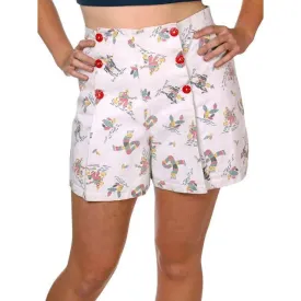 Vintage Sailor Style Shorts Ladies Adorable Kitschy Mexican Print 1940s 32 Waist