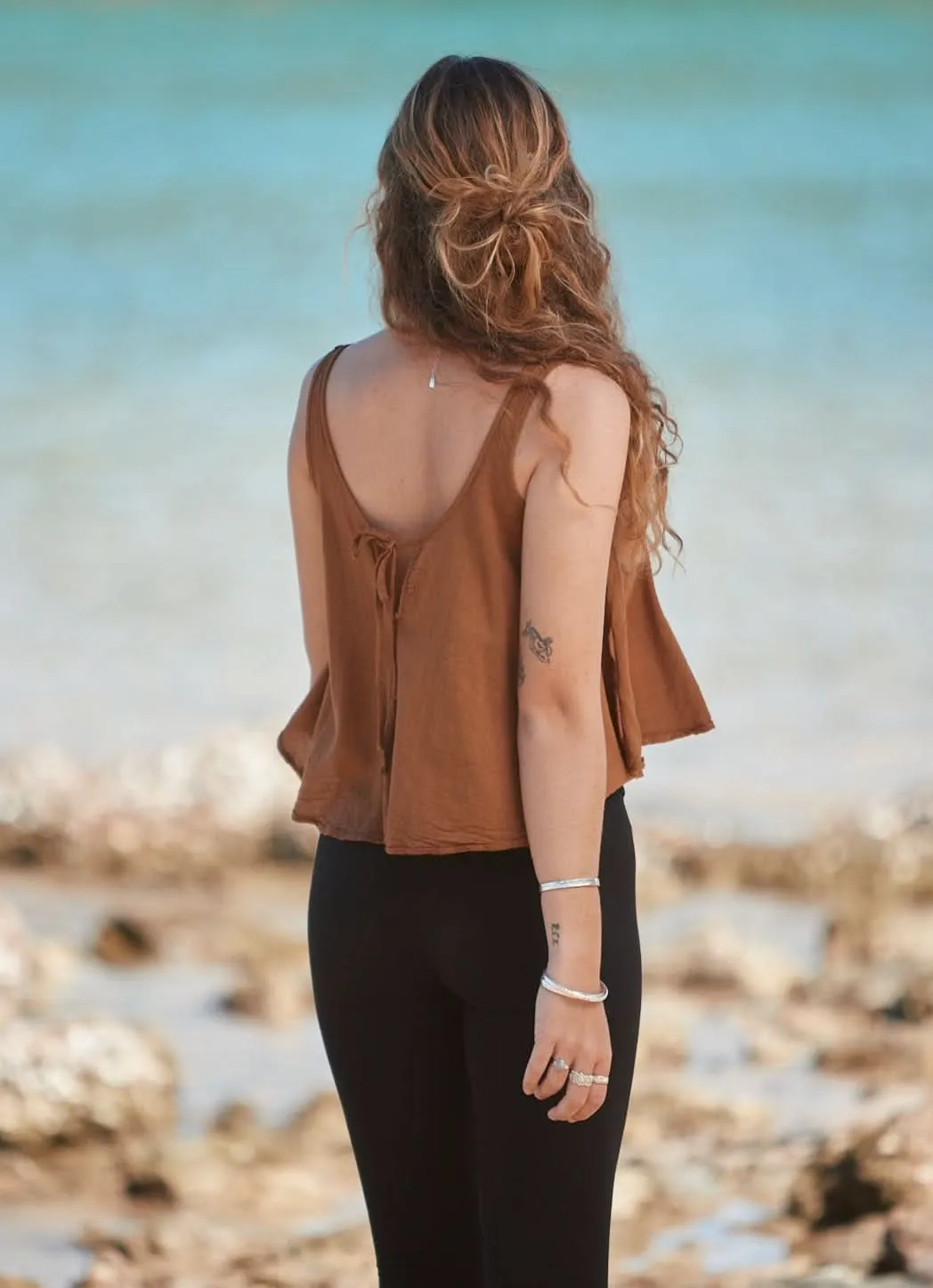 Wide Linen Top - Sand