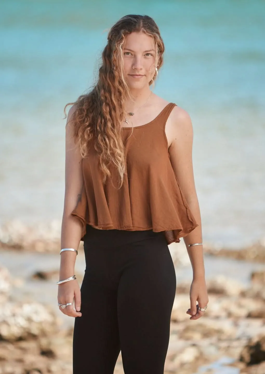 Wide Linen Top - Sand