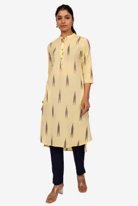 Yellow Ikat High Low Kurta